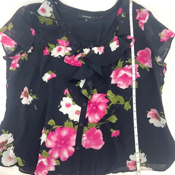 Jones Wear black floral semi-sheer blouse size 16 - Picture 6 of 8